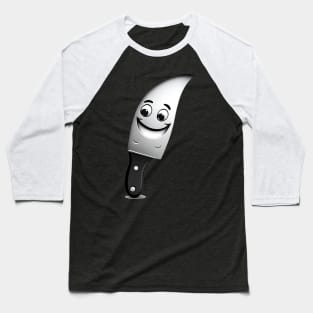 Comic Coolness: Unleash Fun with a Funny Smile Knife Design Baseball T-Shirt